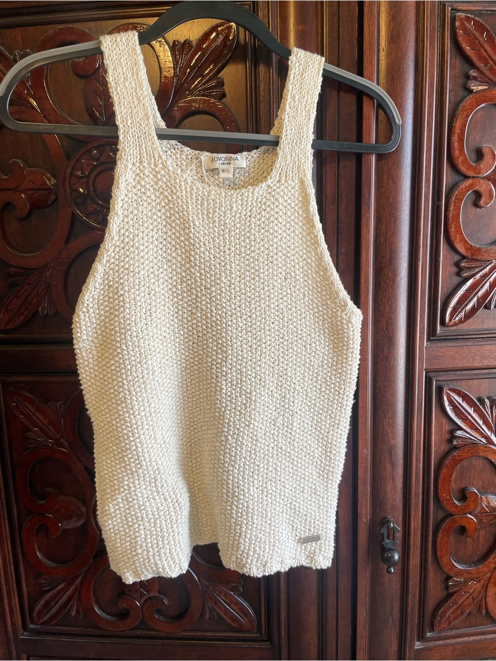 Jovanna London Cream Open-Knit Tank